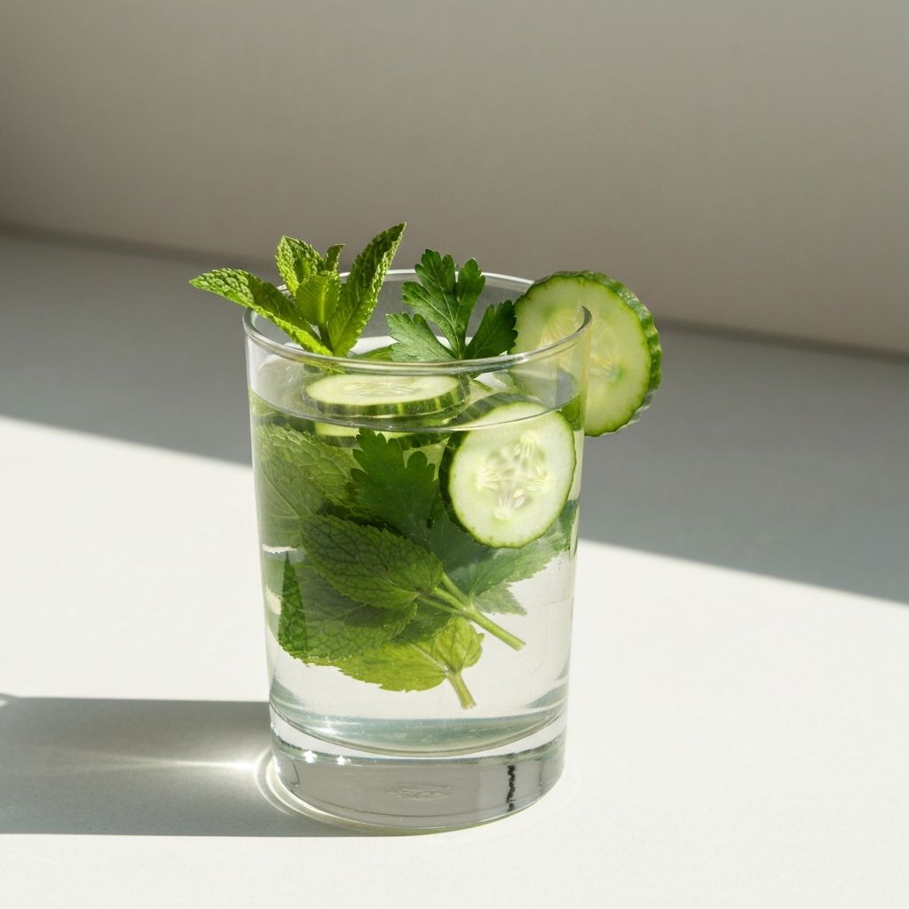 Glas Wasser mit frischen Kräutern
